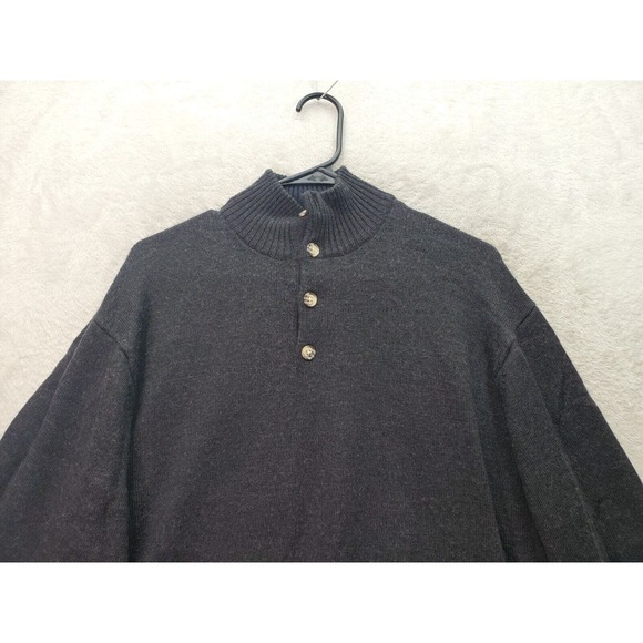 Joseph & Feiss Sweater Mens Large Dark Gray Wool Long Raglan Sleeve Turtleneck - Picture 4 of 8